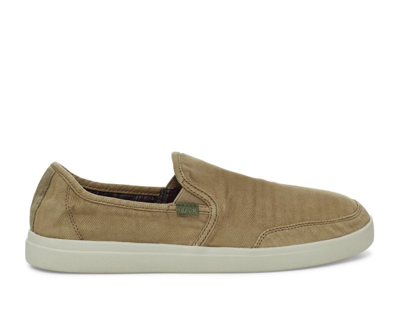 Sanuk Vagabond Slip On Sneaker Wash Vegan Men\'s Sidewalk Surfers Khaki | Canada 191RVD